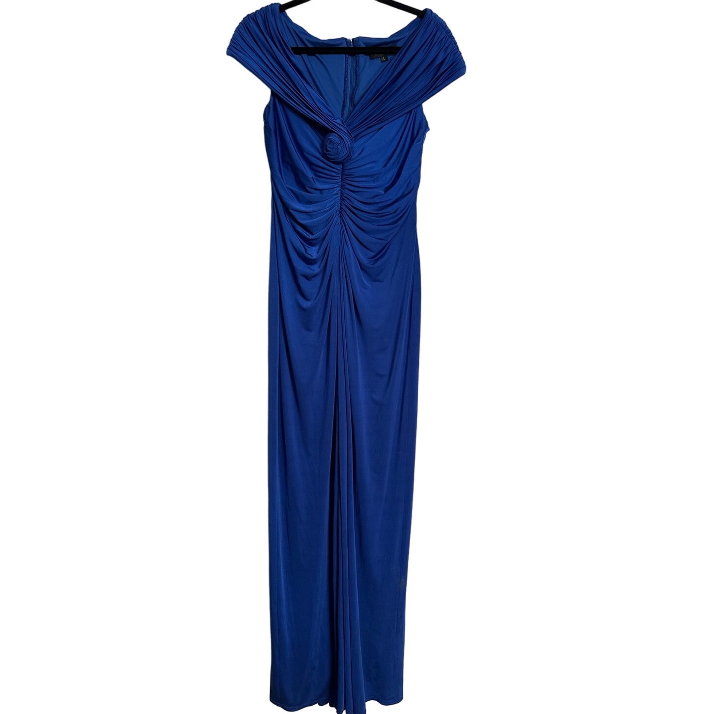 Tadashi Collection Blue Gown Formal Dress Ruched Maxi Evening Party